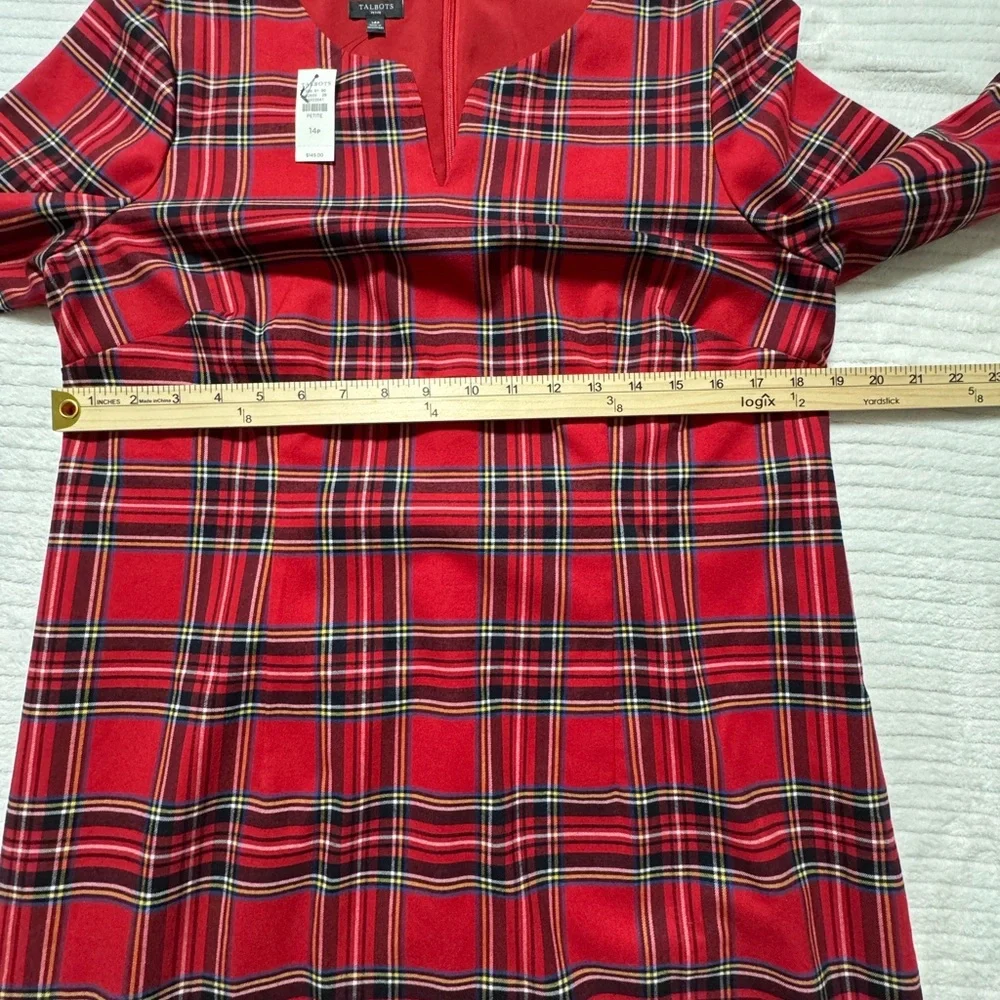 Talbots Women's Red Tartan Midi Dress - Picture 5 of 9